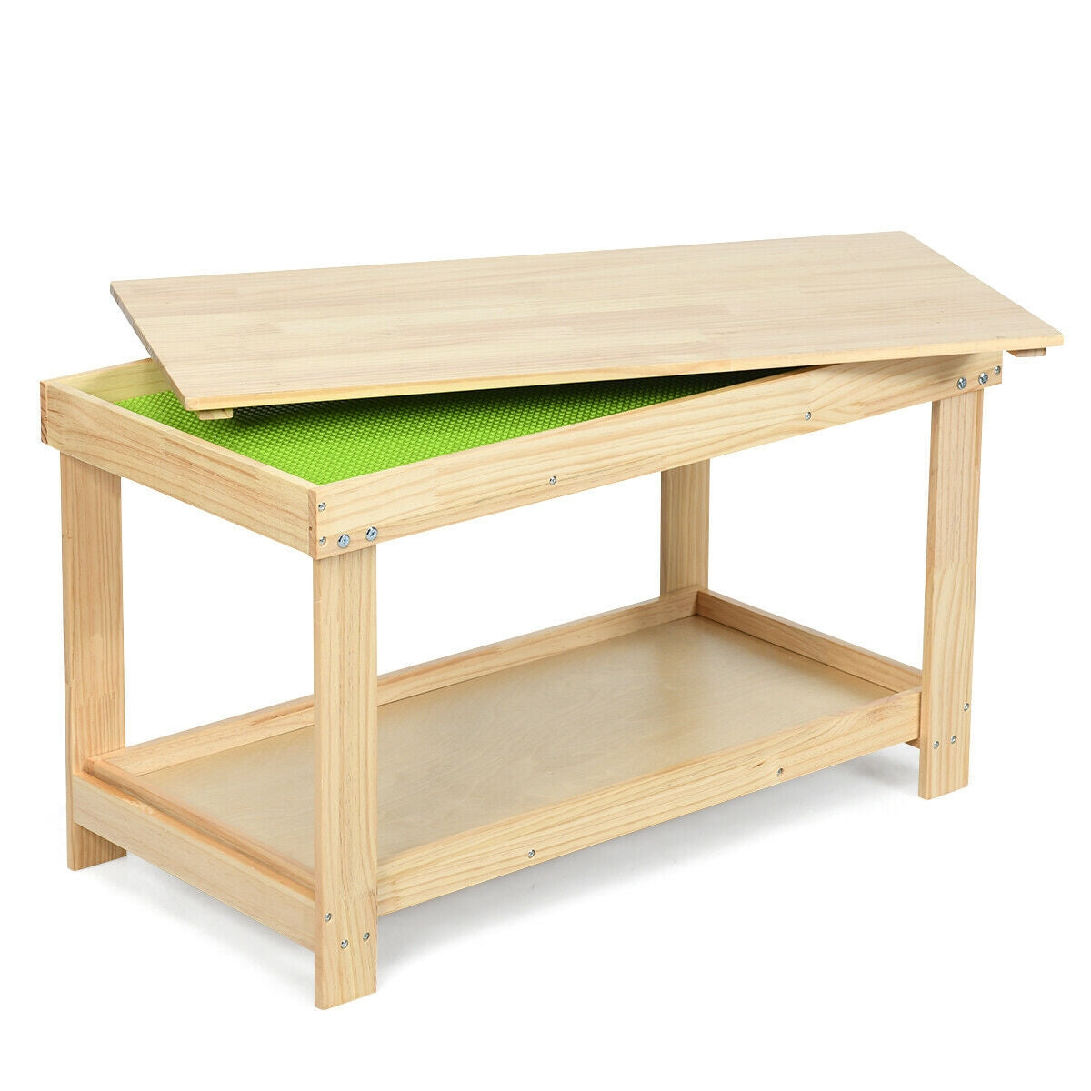 Solid Multifunctional Wood Kids Activity Play Table-Dark Brown - Natural