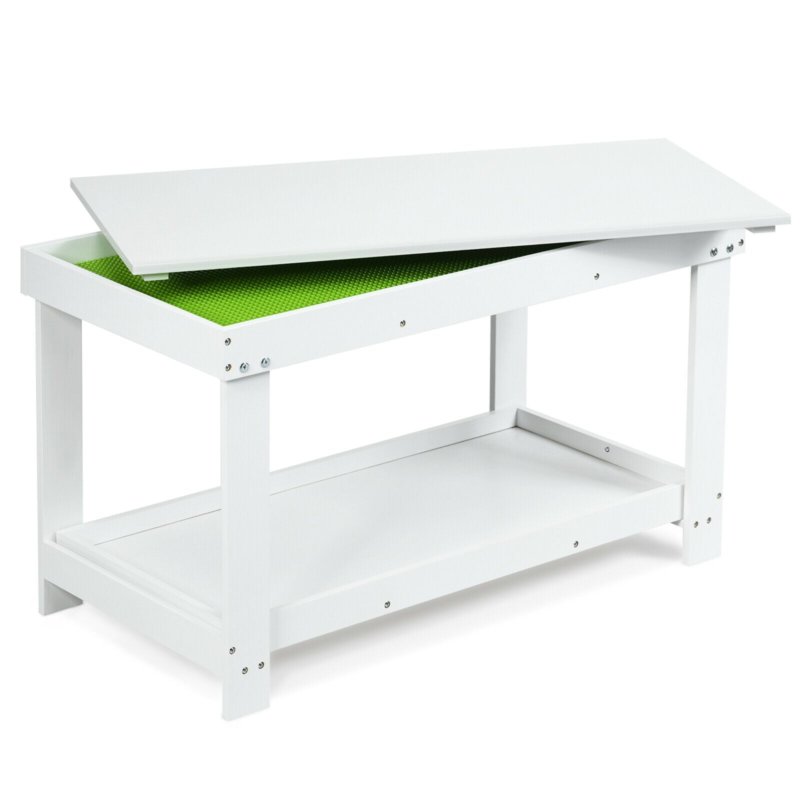 Solid Multifunctional Wood Kids Activity Play Table-Dark Brown - White