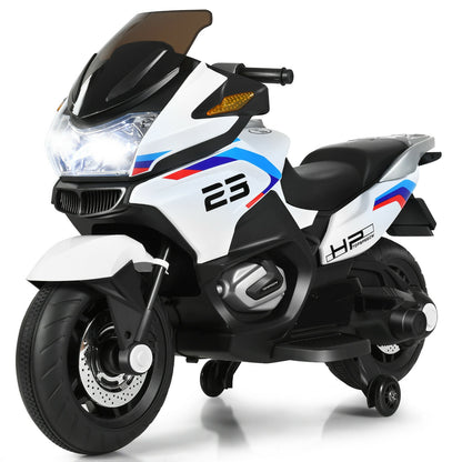 12V Kids Ride On Motorcycle Electric Motor Bike-White - White