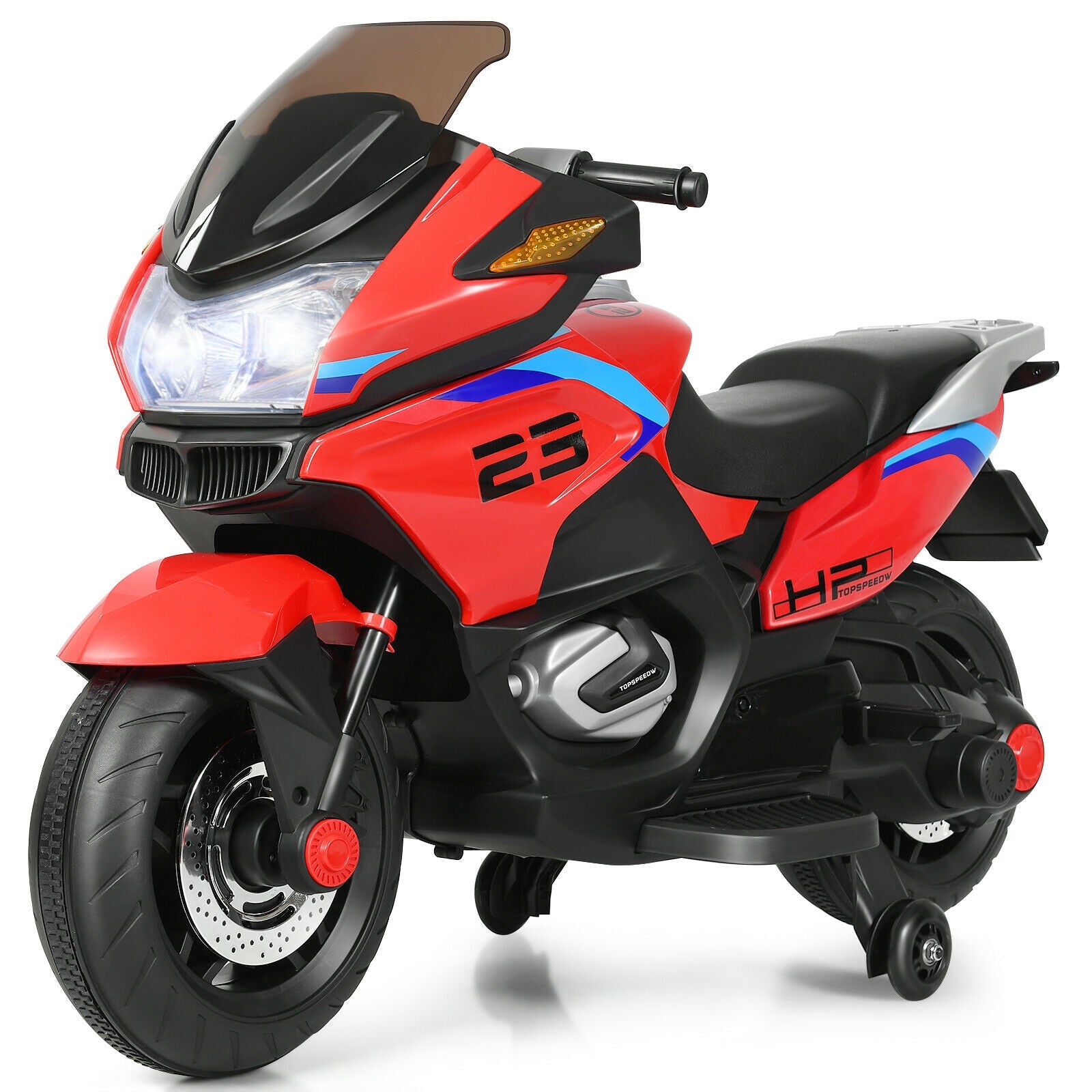 12V Kids Ride On Motorcycle Electric Motor Bike-White - Red