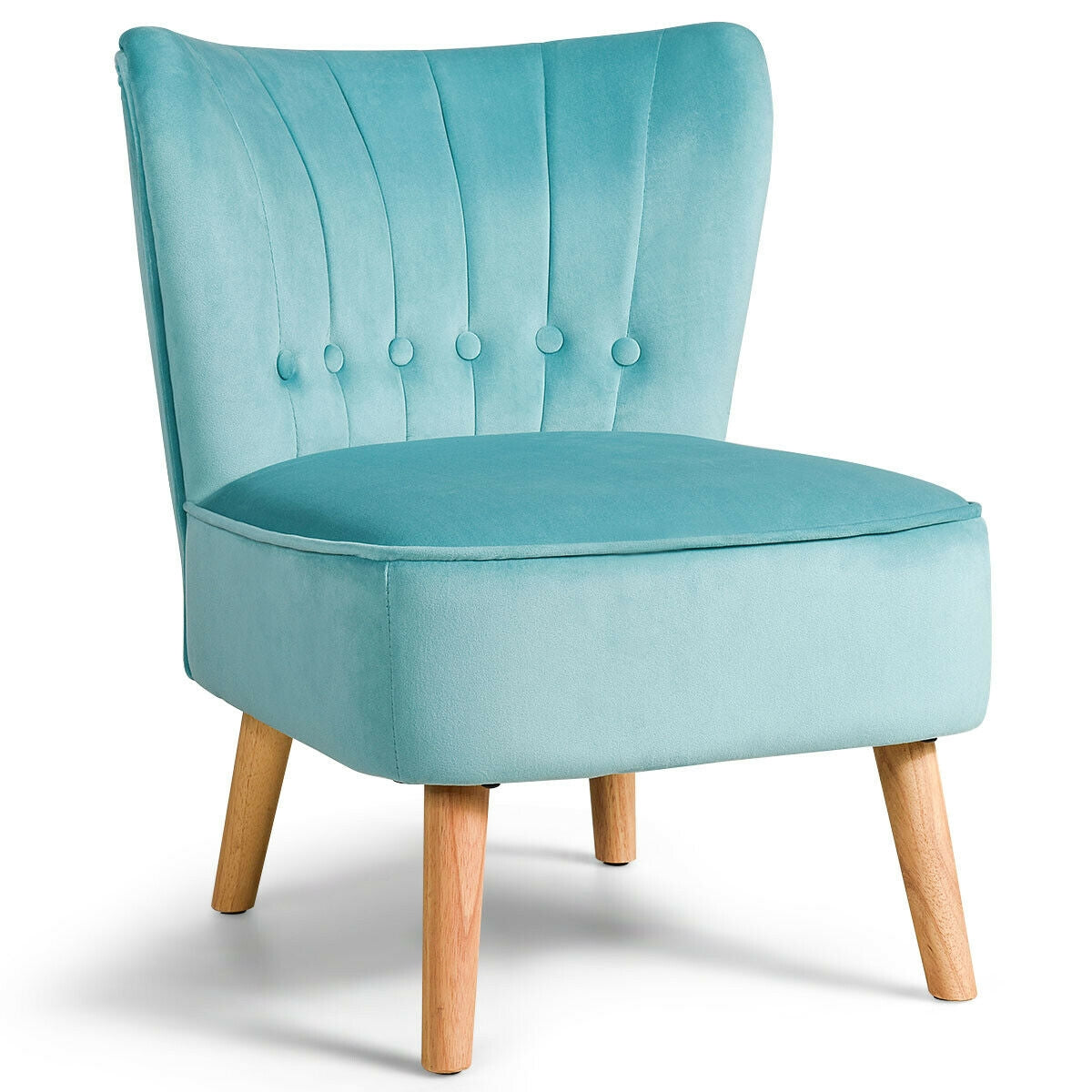 Armless Accent Chair Tufted Velvet Leisure Chair-Blue - Green