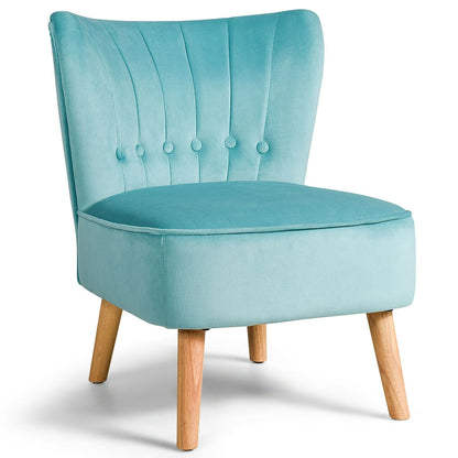 Armless Accent Chair Tufted Velvet Leisure Chair-Blue - Green