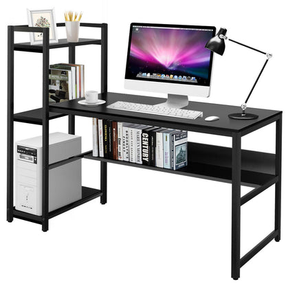 59-Inch Computer Desk Home Office Workstation 4-Tier Storage Shelves-Black
