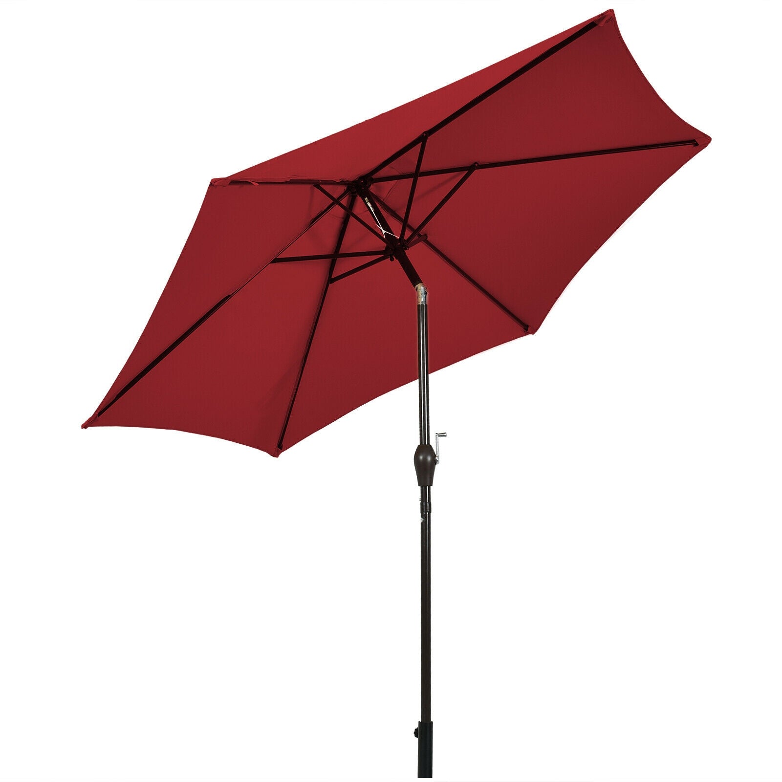 9 ft Outdoor Market Patio Table Umbrella Push Button Tilt Crank Lift-Beige - Burgundy