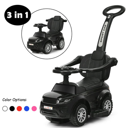 3 In 1 Ride on Push Car Toddler Stroller Sliding Car with Music-Blue