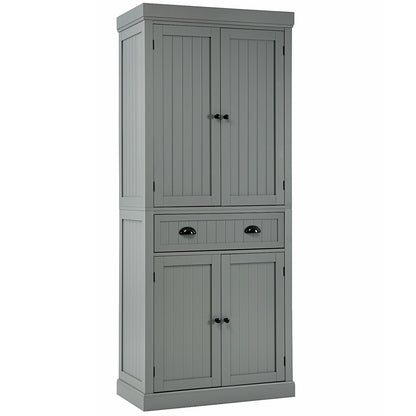Cupboard Freestanding Kitchen Cabinet w/ Adjustable Shelves-Gray - Gray