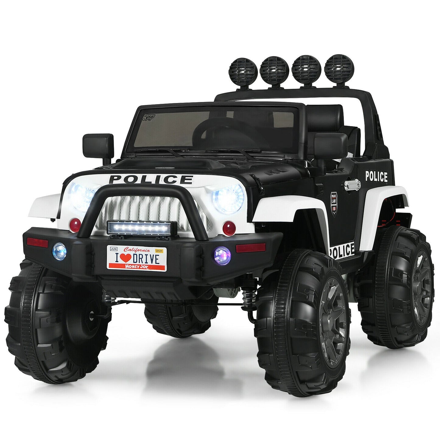 12V Kids Ride On Truck with Remote Control and Double Magnetic Door-Pink - Black & White