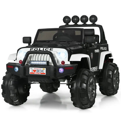 12V Kids Ride On Truck with Remote Control and Double Magnetic Door-Pink - Black & White