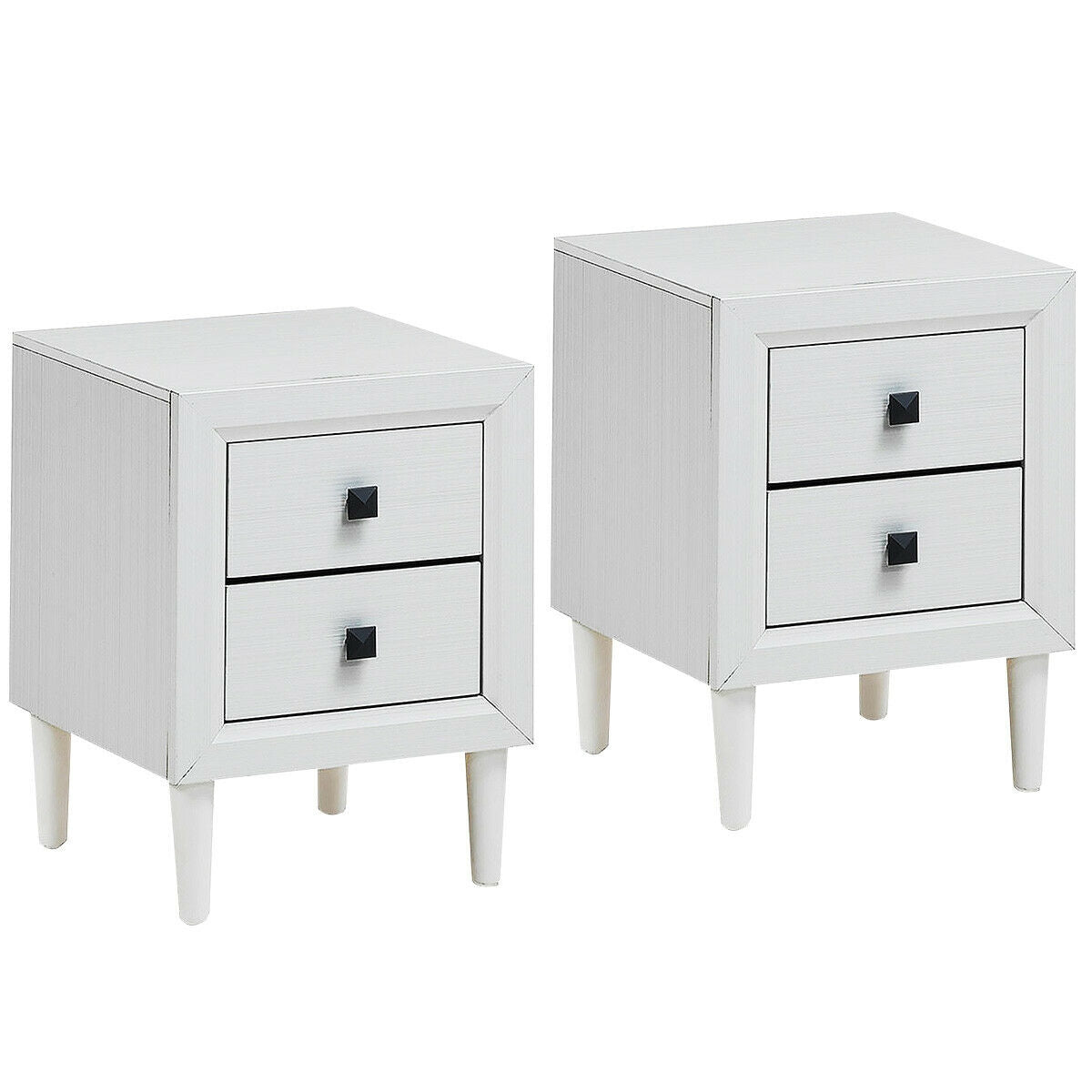 2PCS Nightstand W/2 Drawer Multipurpose - White