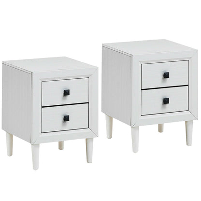 2PCS Nightstand W/2 Drawer Multipurpose - White