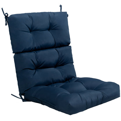 22 x 44 Inch Tufted Outdoor Patio Chair Seating Pad-Gray - Blue