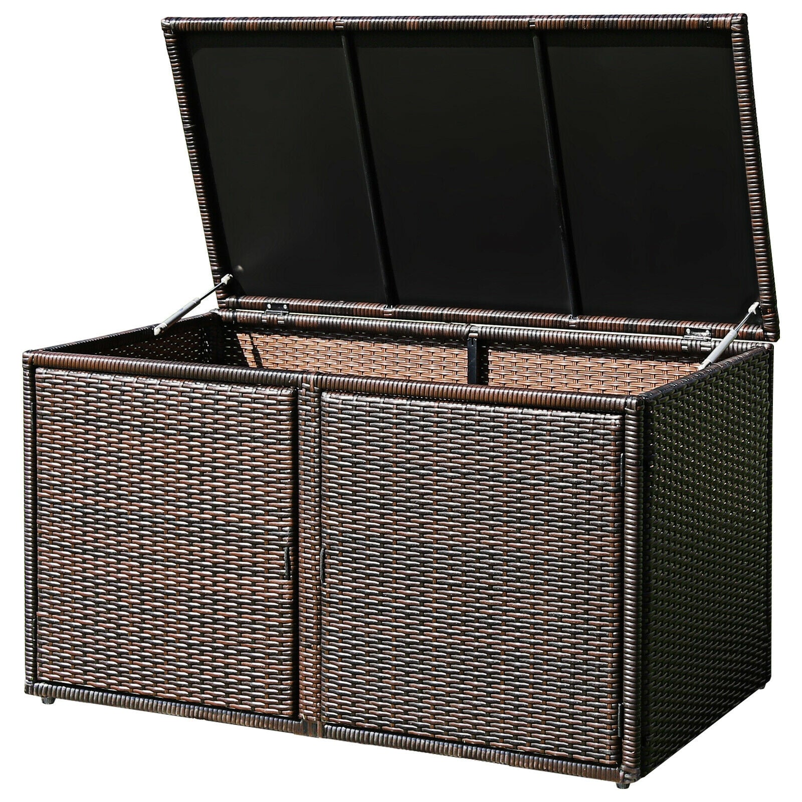 88 Gallon Garden Patio Rattan Storage Container Box-Black - Brown