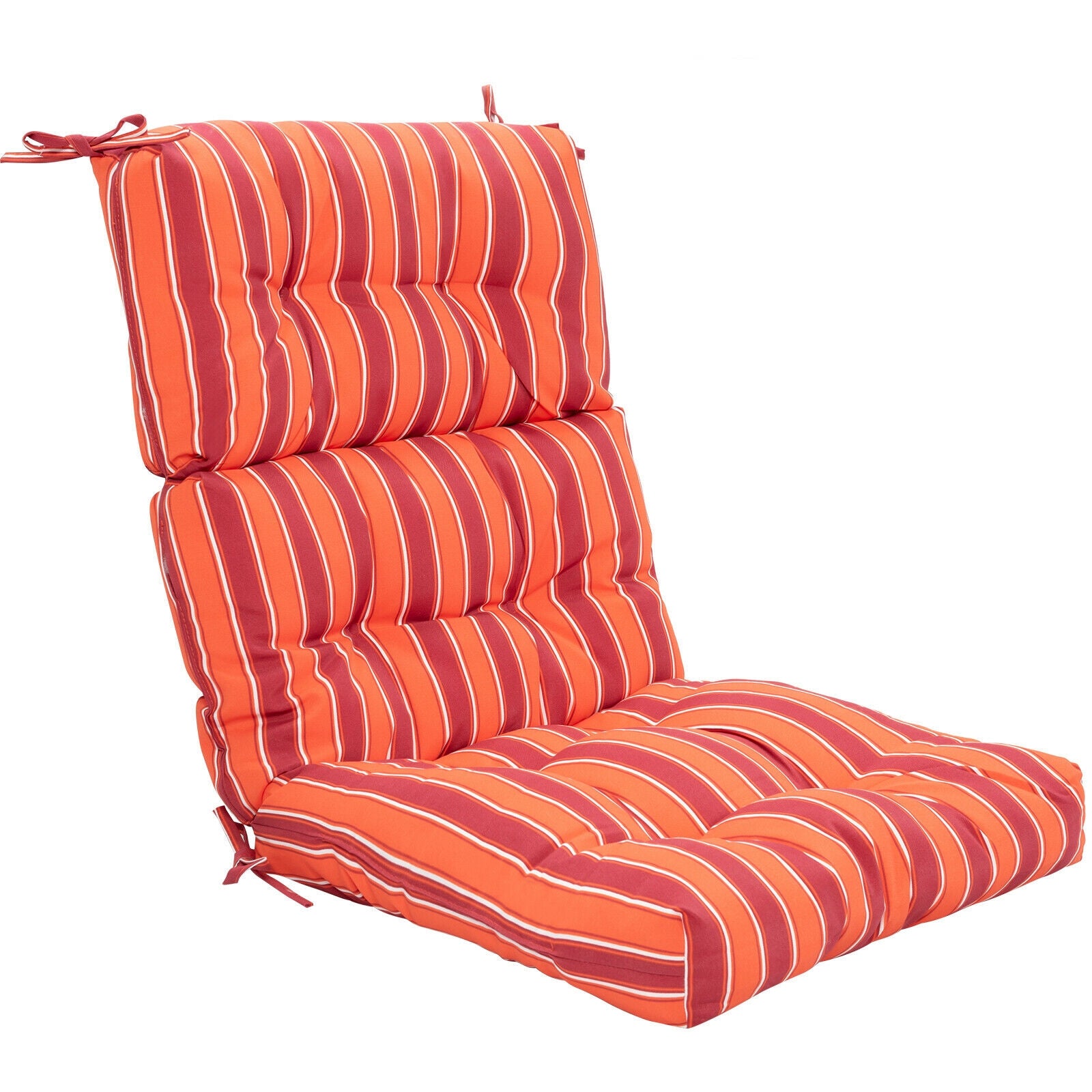 22 x 44 Inch Tufted Outdoor Patio Chair Seating Pad-Gray - Red