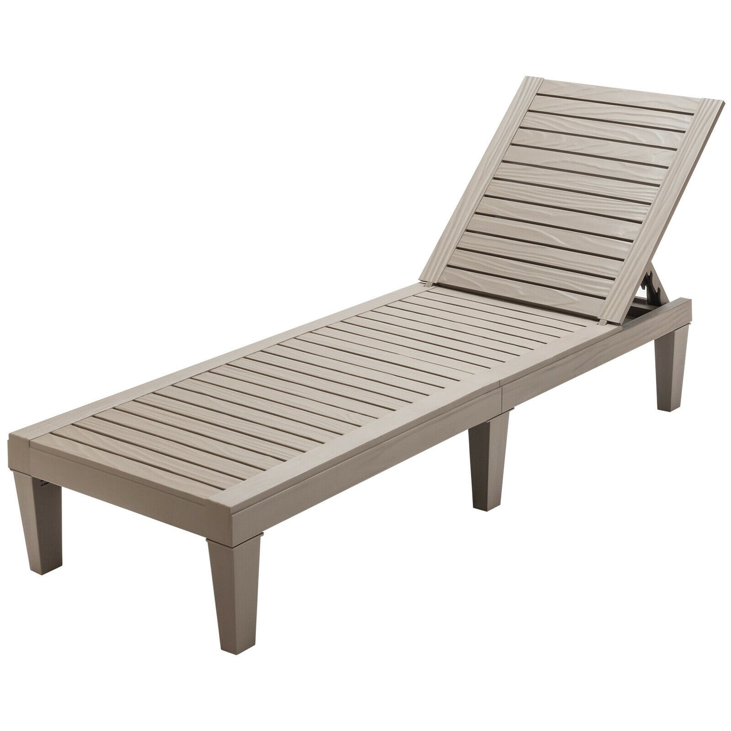 Outdoor Recliner Chair with 5-Position Adjustable Backrest-Brown - Brown