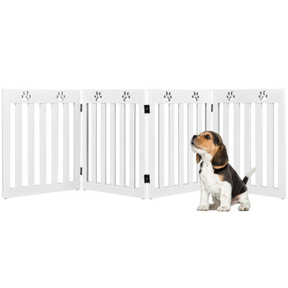 24 Inch Folding Wooden Freestanding Pet Gate Dog Gate with 360¬∞ Hinge -White