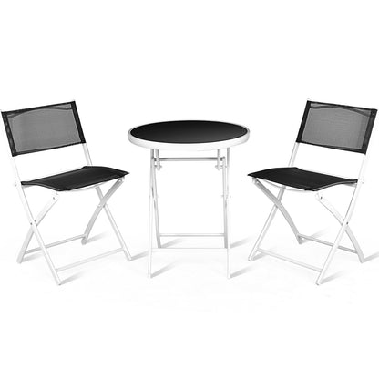 3 Pieces Patio Folding Bistro Set for Balcony or Outdoor Space-Red - Black
