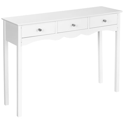 Side Sofa Table with Storage 3-Drawers-white