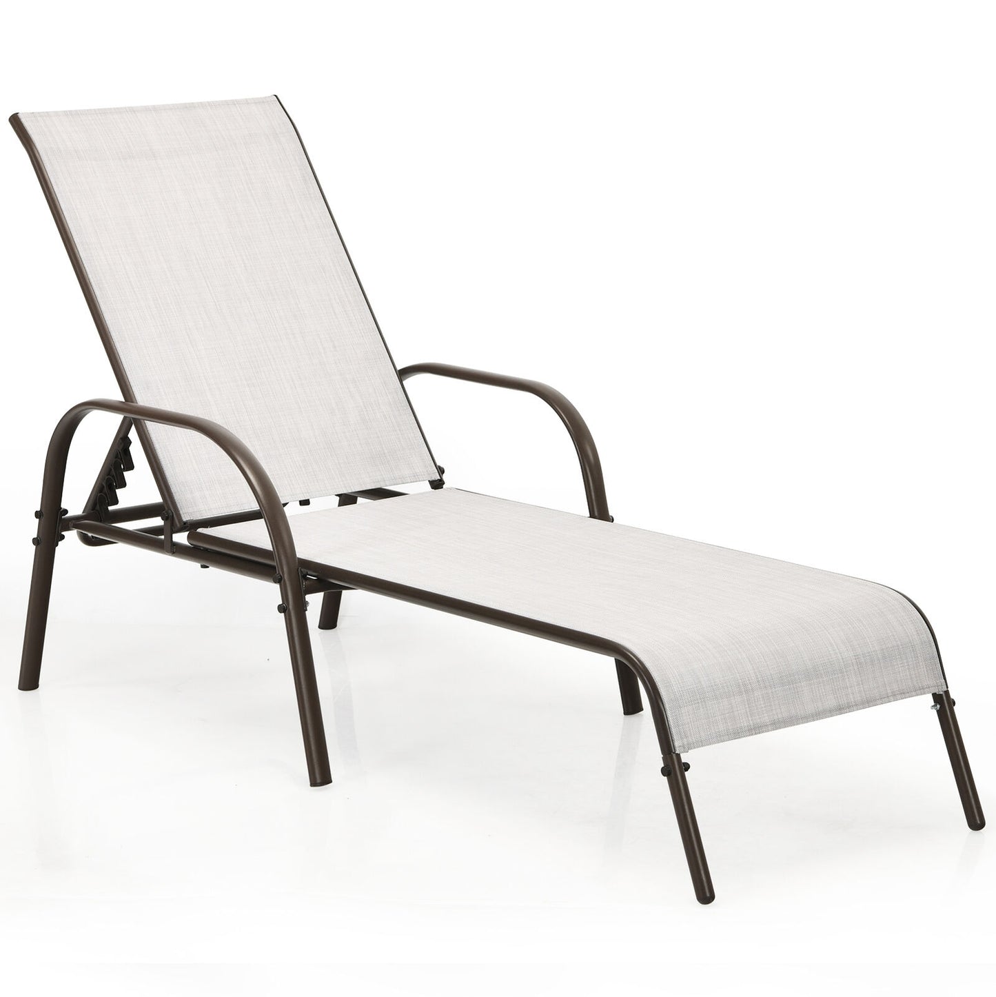 Adjustable Patio Chaise Folding Lounge Chair with Backrest-Turquoise - Gray