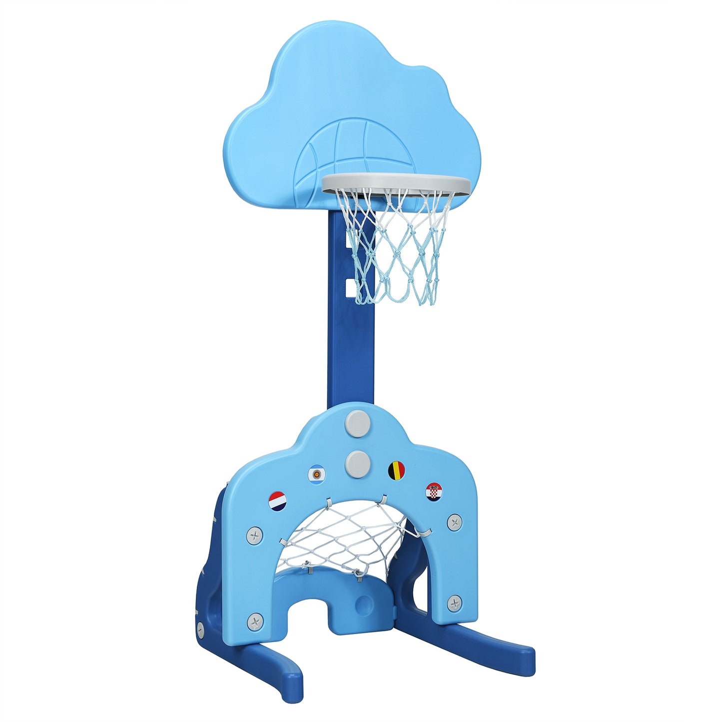 3-in-1 Kids Basketball Hoop Set with Balls-Green - Blue