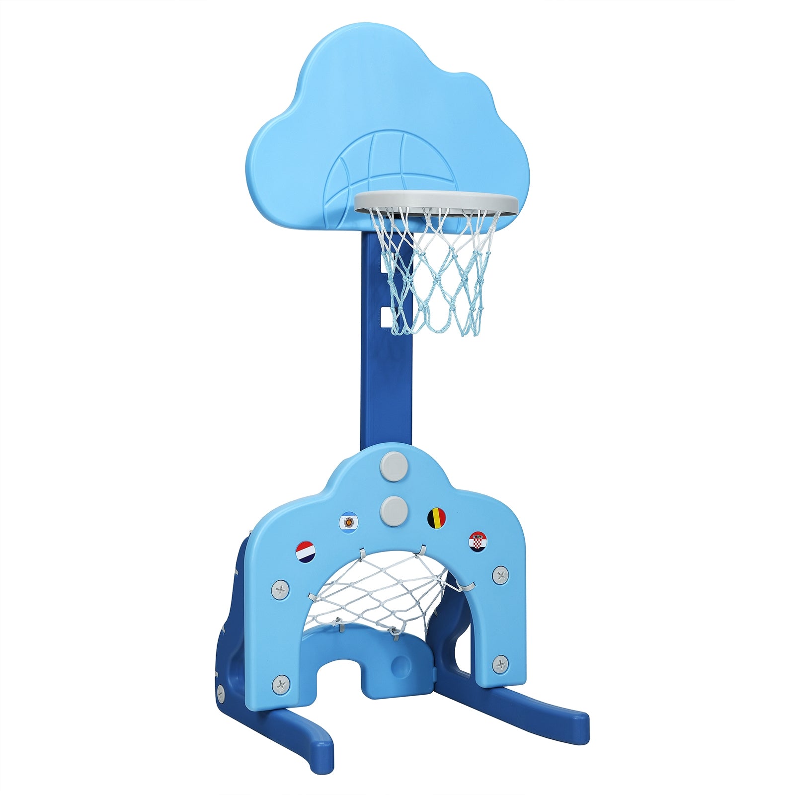 3-in-1 Kids Basketball Hoop Set with Balls-Green - Blue