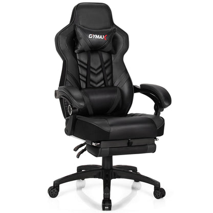 Adjustable Gaming Chair with Footrest and Lumbar Cushion for Office-Black - Black