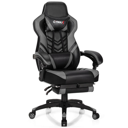 Adjustable Gaming Chair with Footrest and Lumbar Cushion for Office-Black - Gray