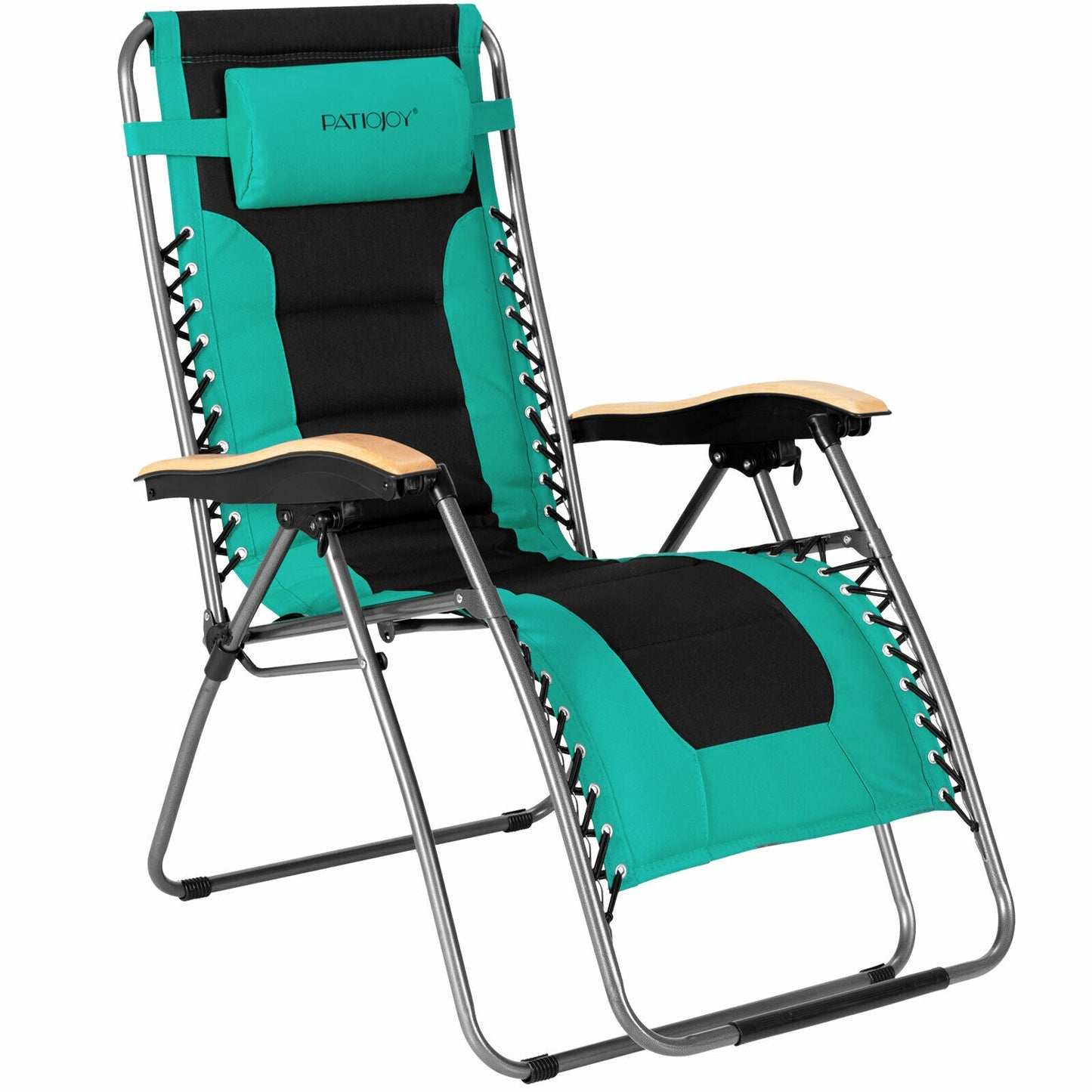Oversize Folding Adjustable Padded Zero Gravity Lounge Chair-Turquoise - Turquoise