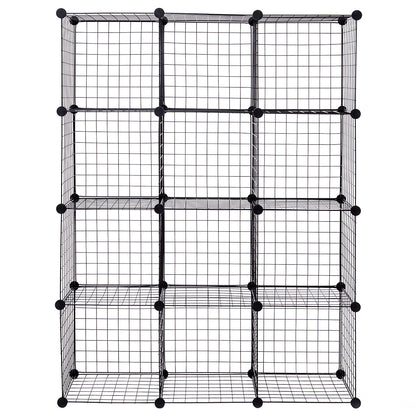 12-Cube Wire Storage Organizer 42" x 14" x 56" Metal Grid