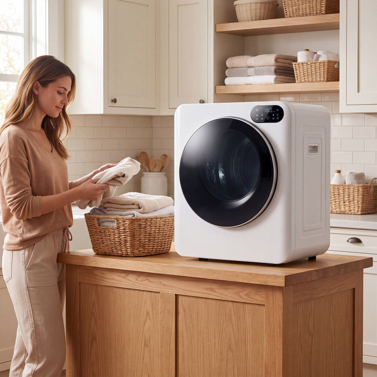 1.5 Cu Ft Portable Clothes Dryer with LED Touch Control