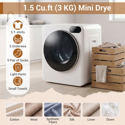 1.5 Cu Ft Portable Clothes Dryer with LED Touch Control