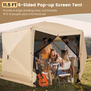 11.5 X 11.5 FT Pop-up Screen House Tent with Portable Carrying Bag-Coffee