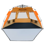 3-4 Person Easy Pop Up Beach Tent UPF 50+ Portable Sun Shelter-Blue - Orange