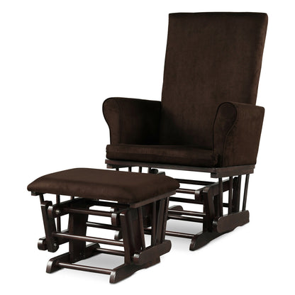 Baby Nursery Relax Rocker Rocking Chair Glider and Ottoman Cushion Set-Gray - Brown