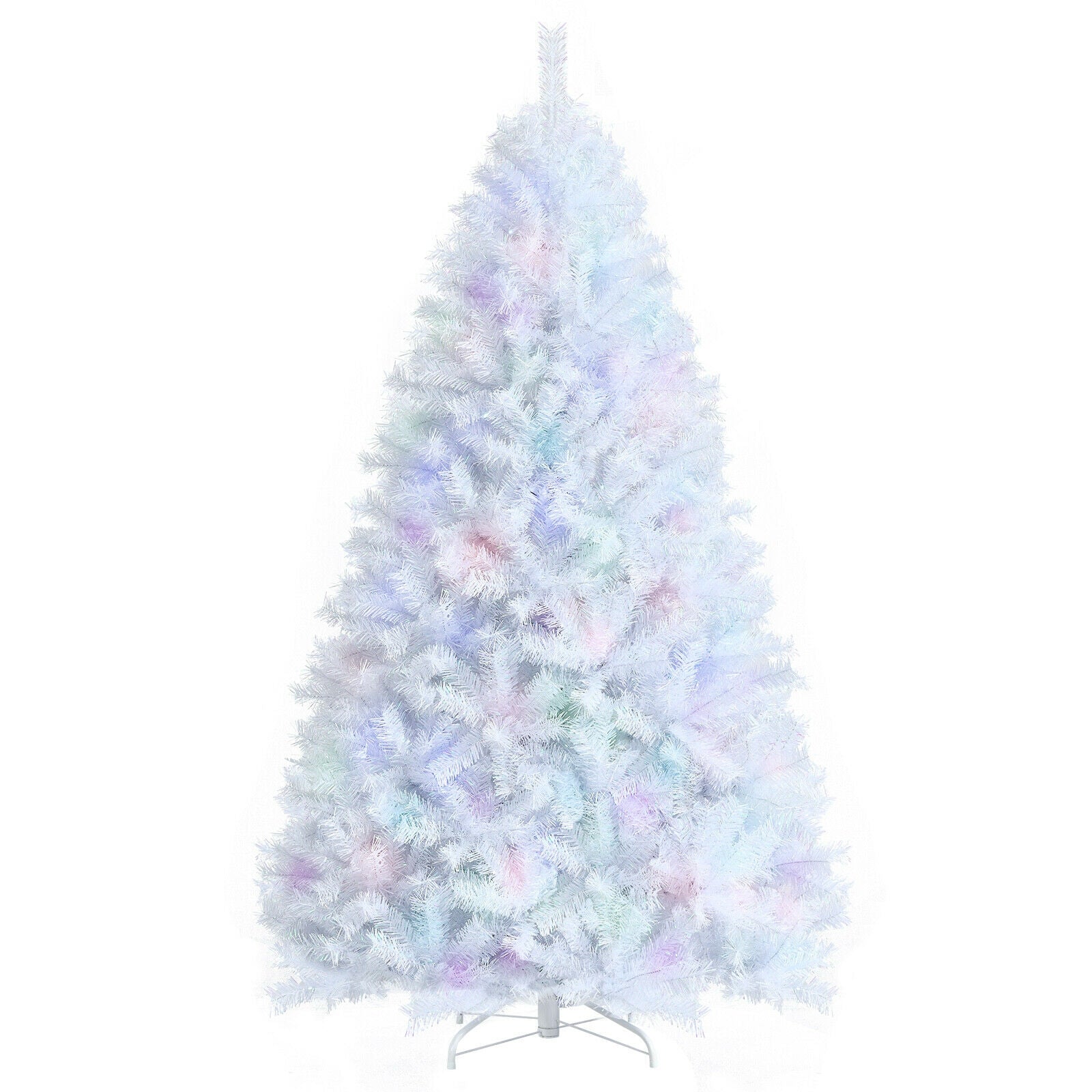 7 Feet White Iridescent Tinsel Artificial‚ÄÇChristmas Tree with Metal Stand