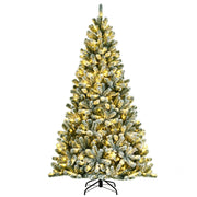 6 Feet Pre-lit Snow Flocked Hinged Christmas Tree with 928 Tips and Metal Stand-6 ft - 7 Ft