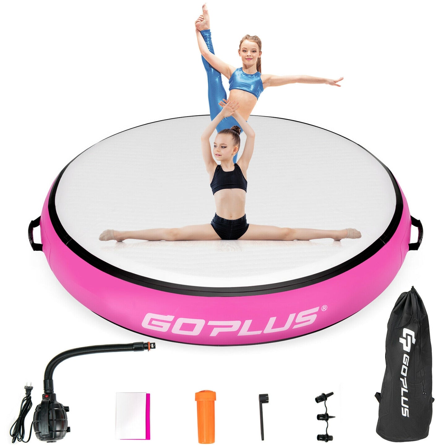 40 Inch Inflatable Round Gymnastic Mat with Electric Pump-Pink