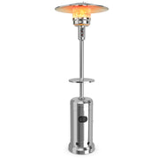 Outdoor Heater Propane Standing LP Gas Steel with Table & Wheels-Black - Silver