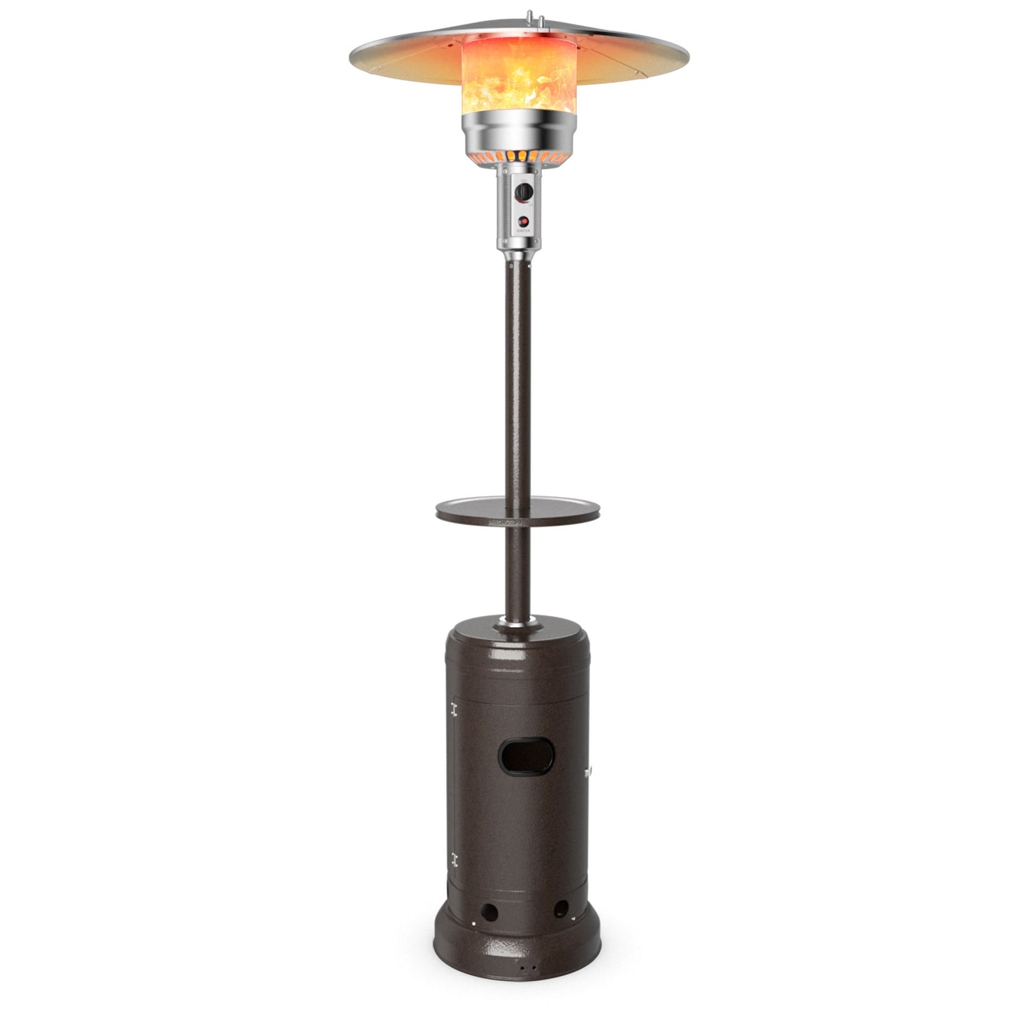 Outdoor Heater Propane Standing LP Gas Steel with Table & Wheels-Black - Brown