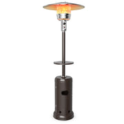 Outdoor Heater Propane Standing LP Gas Steel with Table & Wheels-Black - Brown