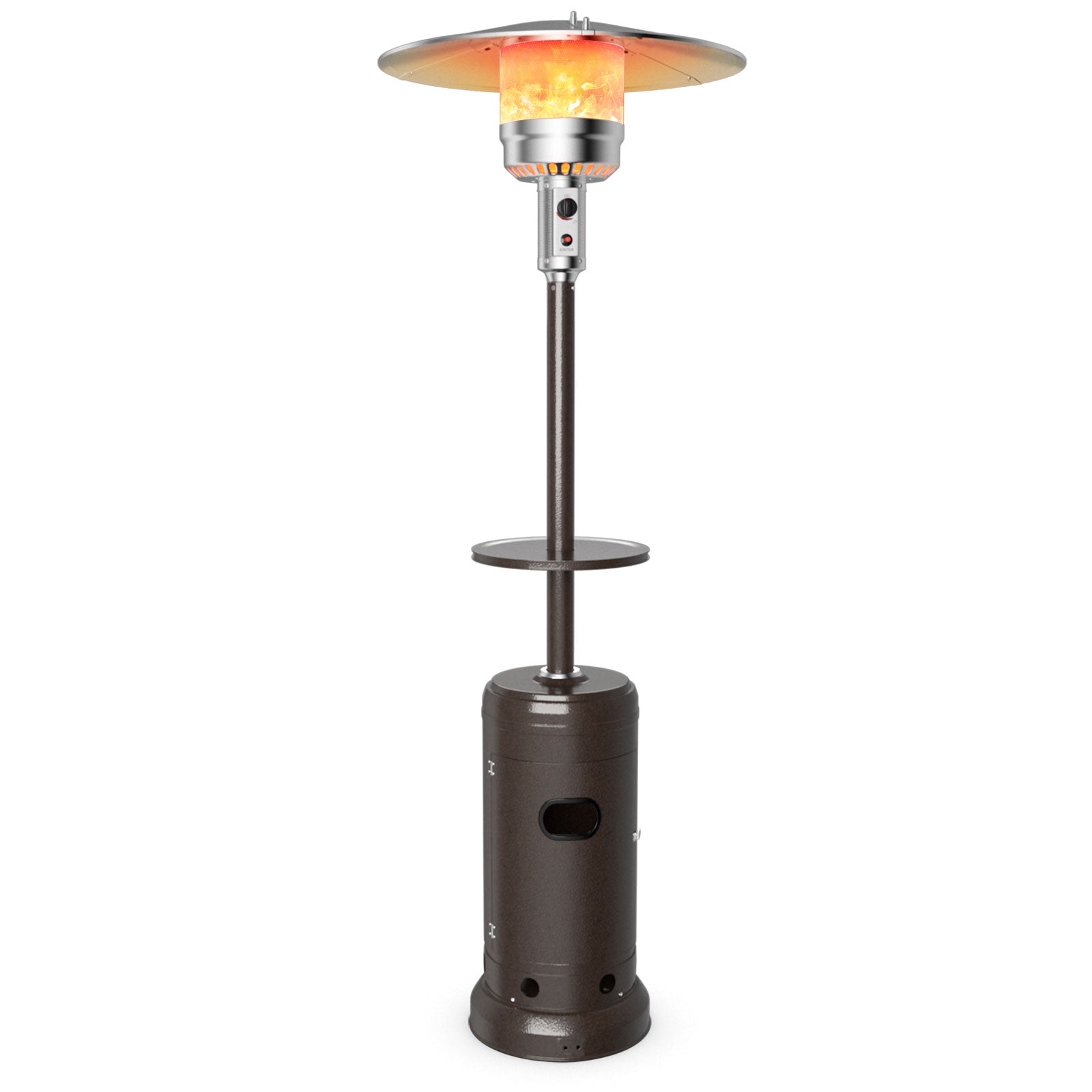 Outdoor Heater Propane Standing LP Gas Steel with Table & Wheels-Black - Brown