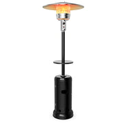 Outdoor Heater Propane Standing LP Gas Steel with Table & Wheels-Black - Black