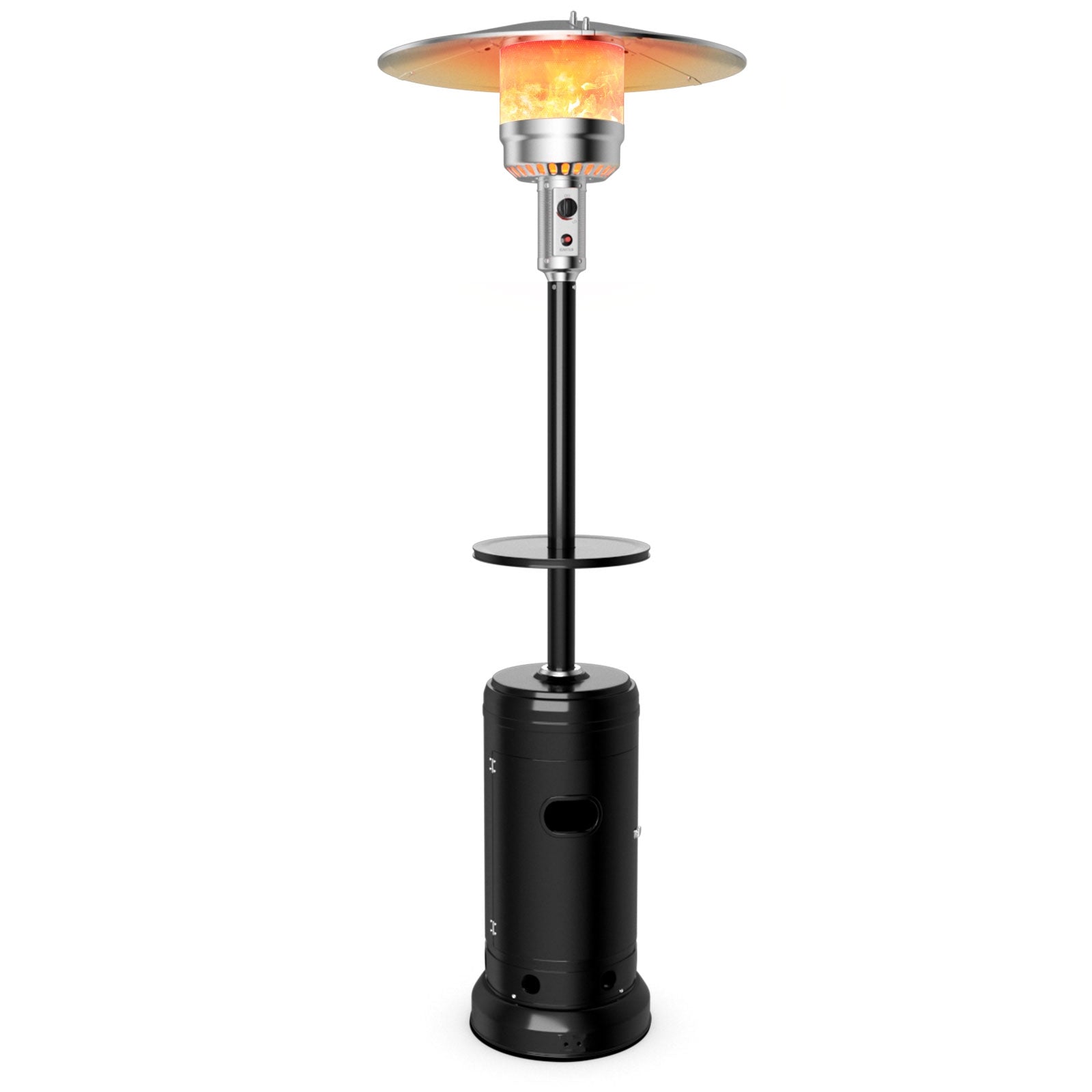 Outdoor Heater Propane Standing LP Gas Steel with Table & Wheels-Black - Black