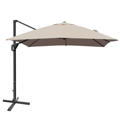 10 x 13 Feet Rectangular Cantilever Umbrella with 360¬∞ Rotation Function-Brown