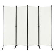 4-Panel  Room Divider with Steel Frame-White