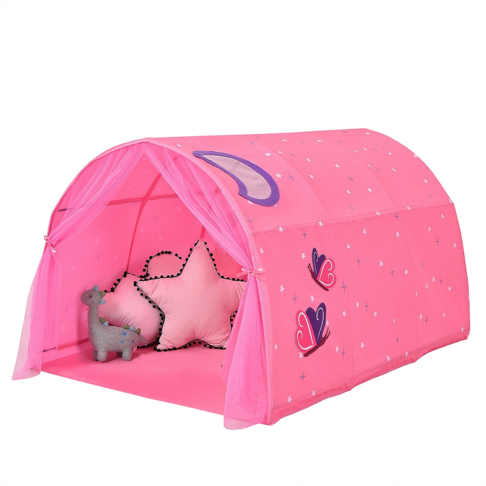 Kids Galaxy Starry Sky Dream Portable Play Tent with Double Net Curtain-Pink - Pink