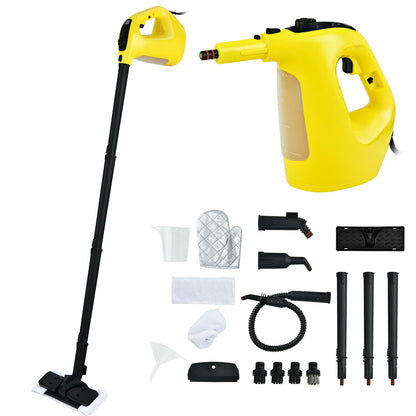 1400W Multipurpose Pressurized Steam Cleaner With 17 Pieces Accessories-Gray - Yellow