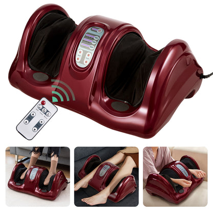 Therapeutic Shiatsu Foot Massager with High Intensity Rollers-Black - Dark Red