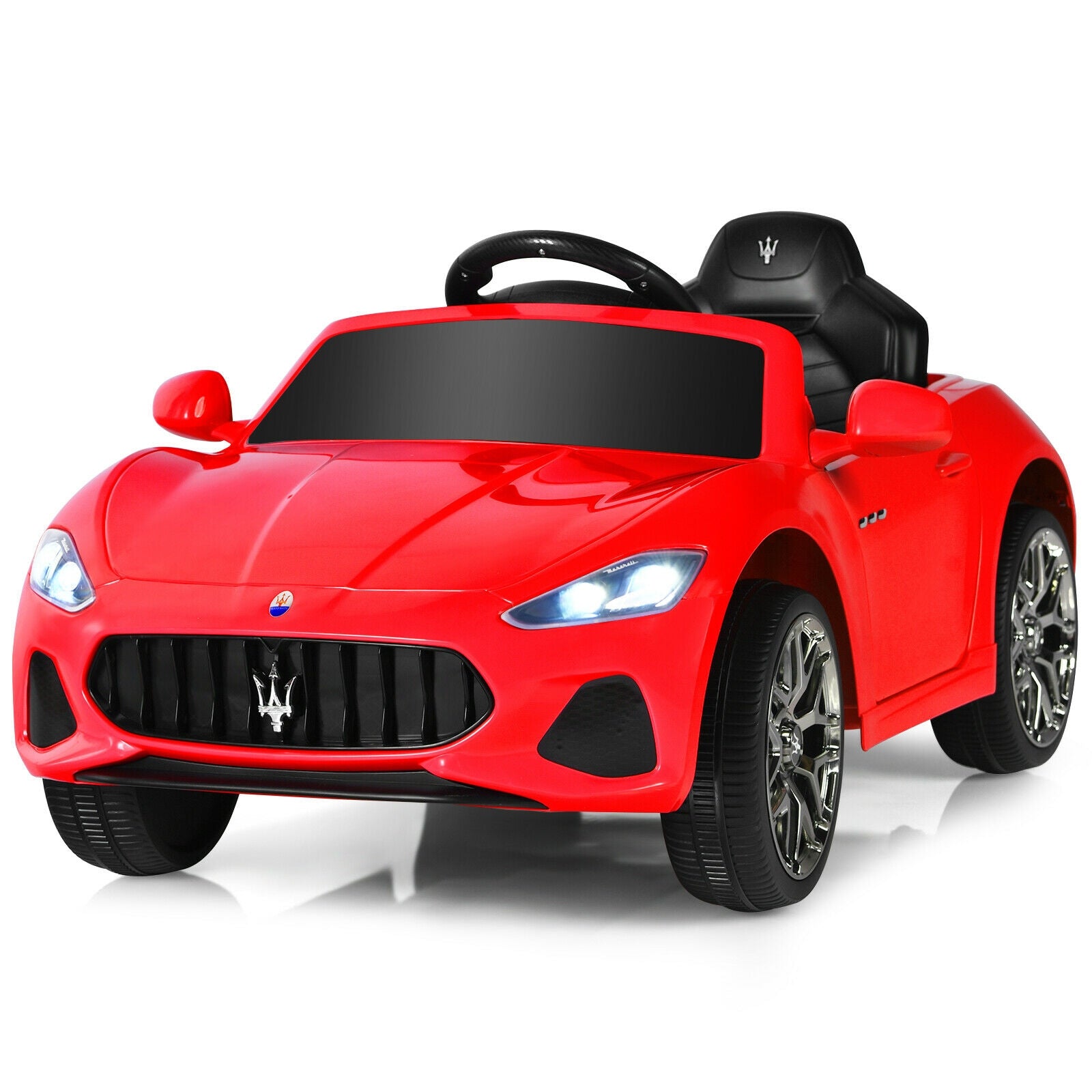 12V Kids Ride-On Car with Remote Control and Lights-Red - Red