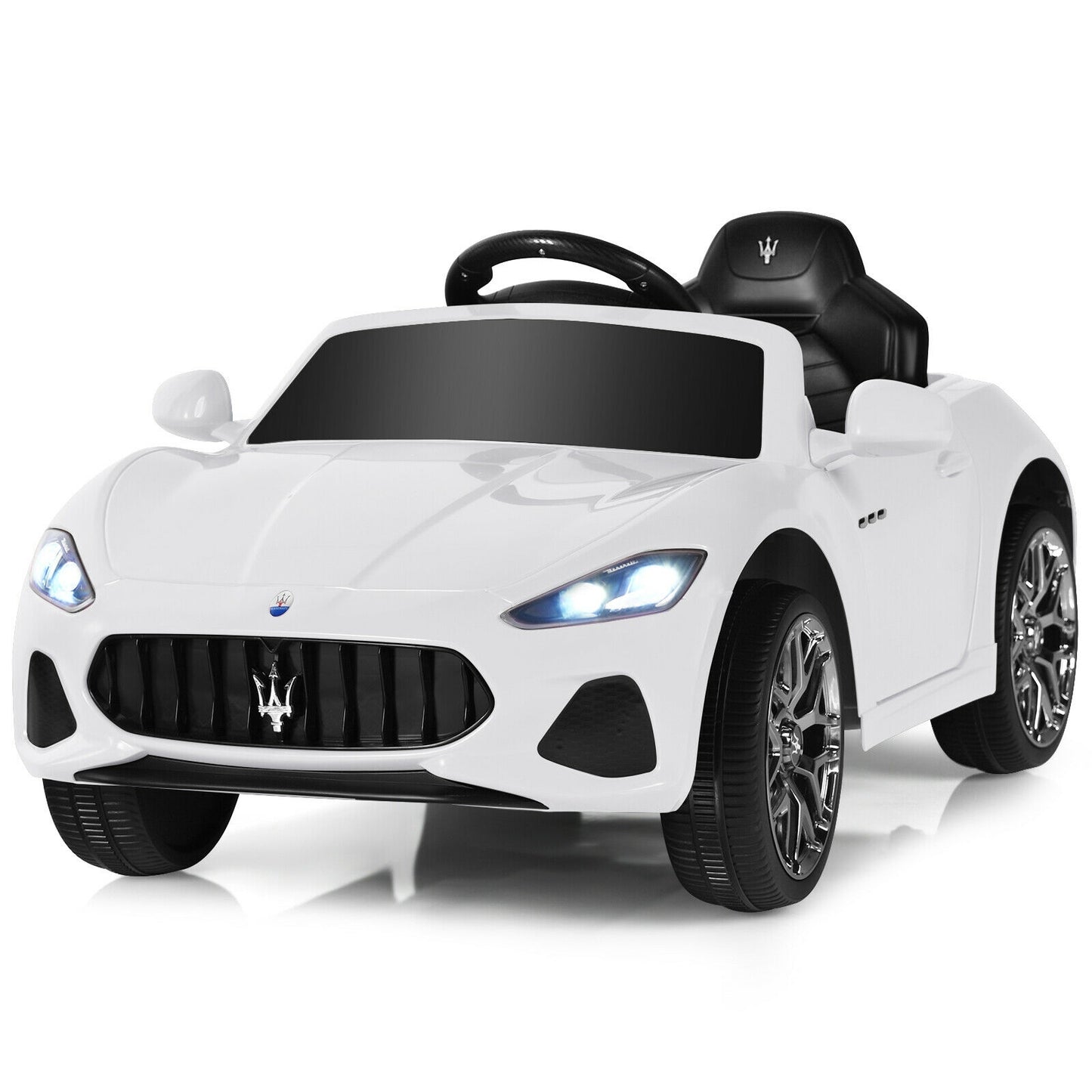 12V Kids Ride-On Car with Remote Control and Lights-Red - White