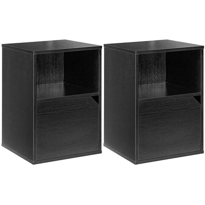 Set of 2 Nightstands Side End Table for Living Room-Brown - Black